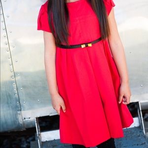 Girls ZARA Dress Size 5/6 Red with belt